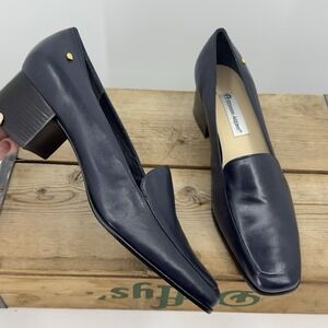 Vtg Etienne Aigner Leather Slides Loafers Womens 11 M PAINTER Elegant Block Heel